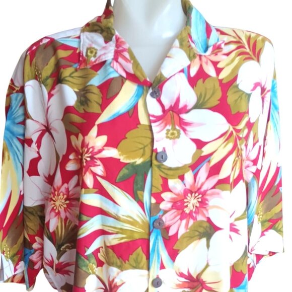 Men's Vintage Hawaiian Shirt Medium Floral Aloha Hut 100% Rayon 1990's Buttery - Picture 1 of 6